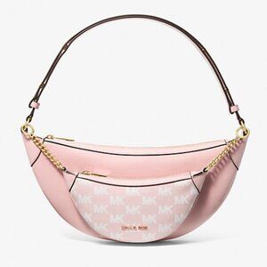 New Michael Kors Hollis Medium 2-in-1 Shoulder bag Leather & Logo Powder Blush